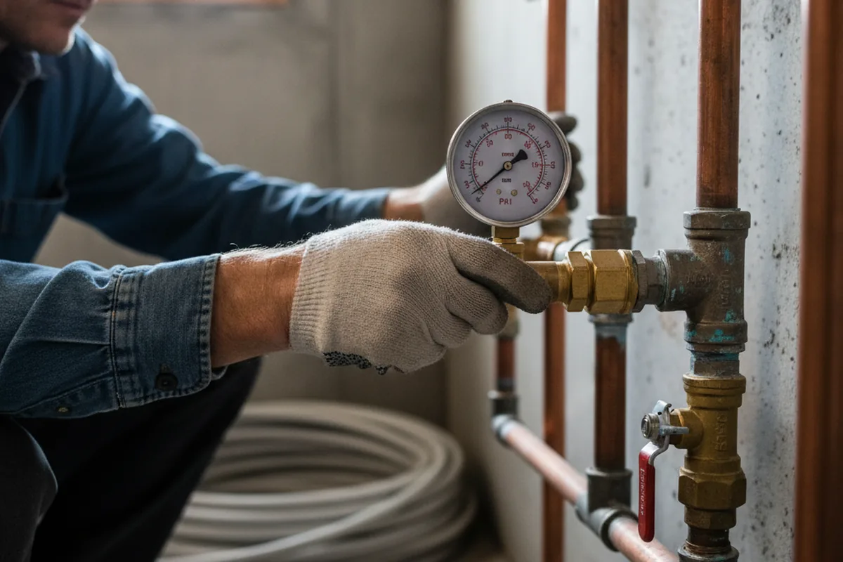 Pressure testing a repaired line during Water Line Repair in Latonia